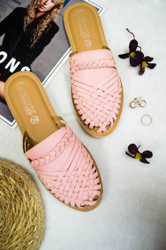 Amurra Baby Pink Huarache Mules - Funkhyde India