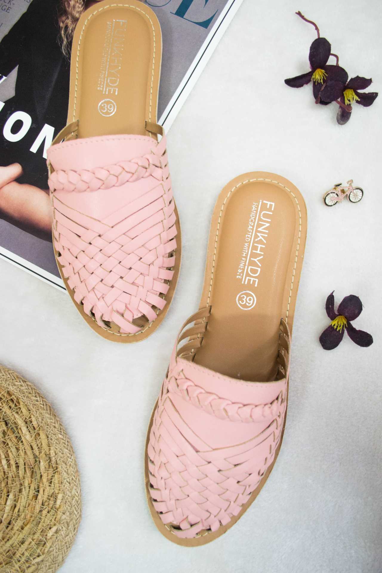 Amurra Baby Pink Huarache Mules - Funkhyde India