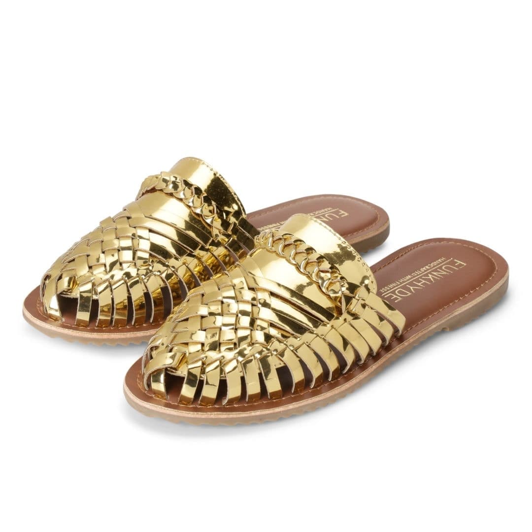 Amurra Gold Huarache Mules - Funkhyde India