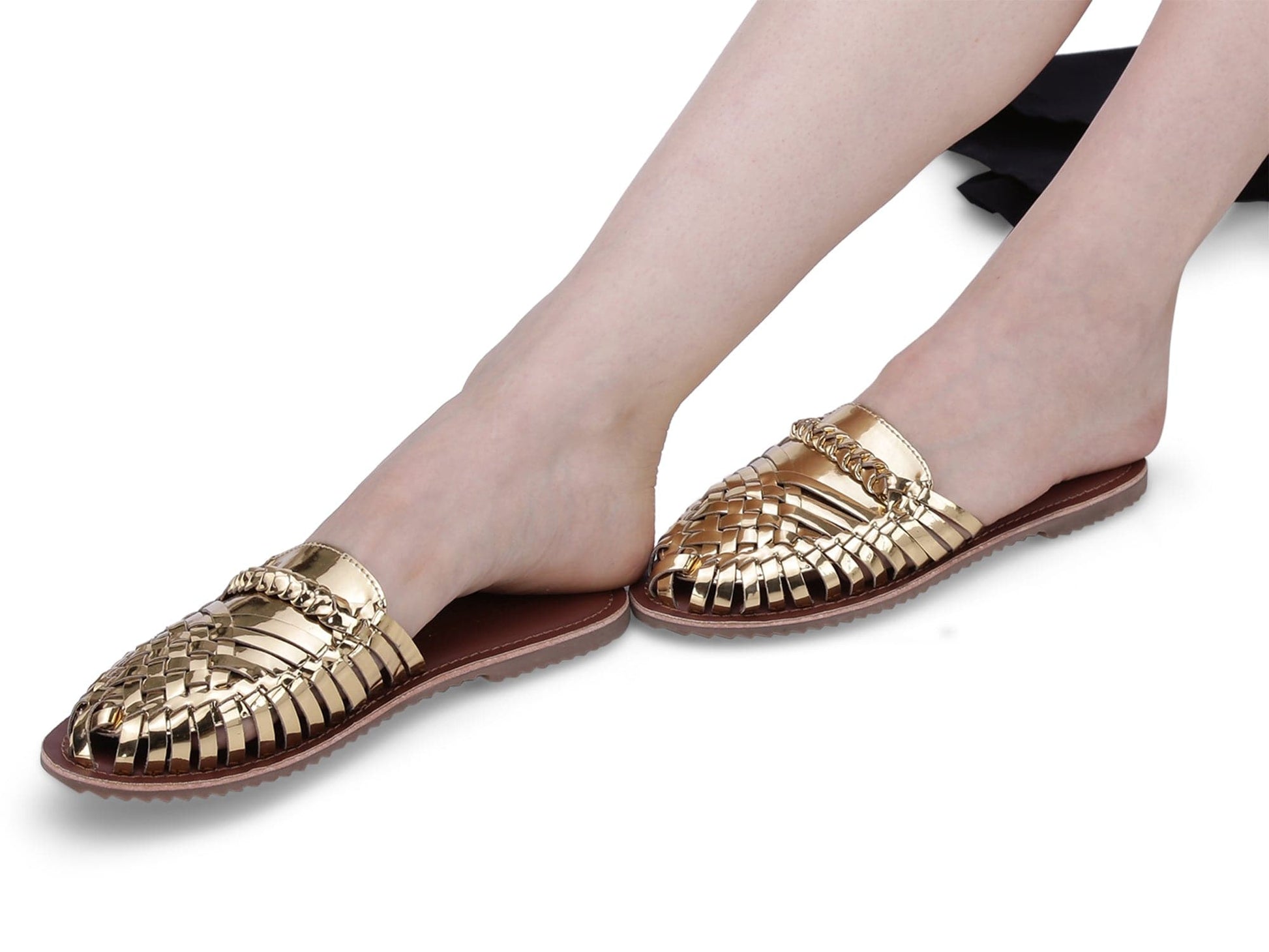 Amurra Light Gold Huarache Mules - Funkhyde India