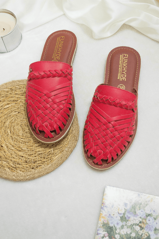 Amurra Red Huarache Mules - Funkhyde India