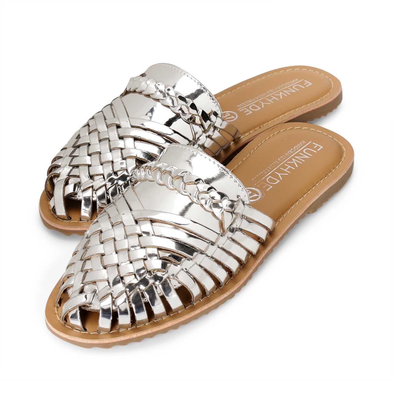 Amurra Silver Huarache Mules - Funkhyde India