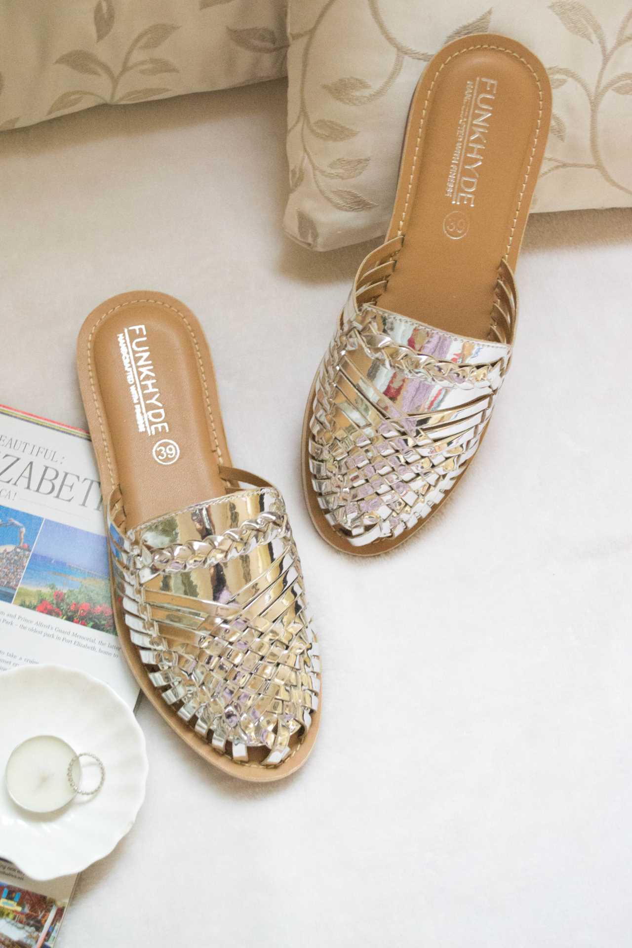 Amurra Silver Huarache Mules - Funkhyde India