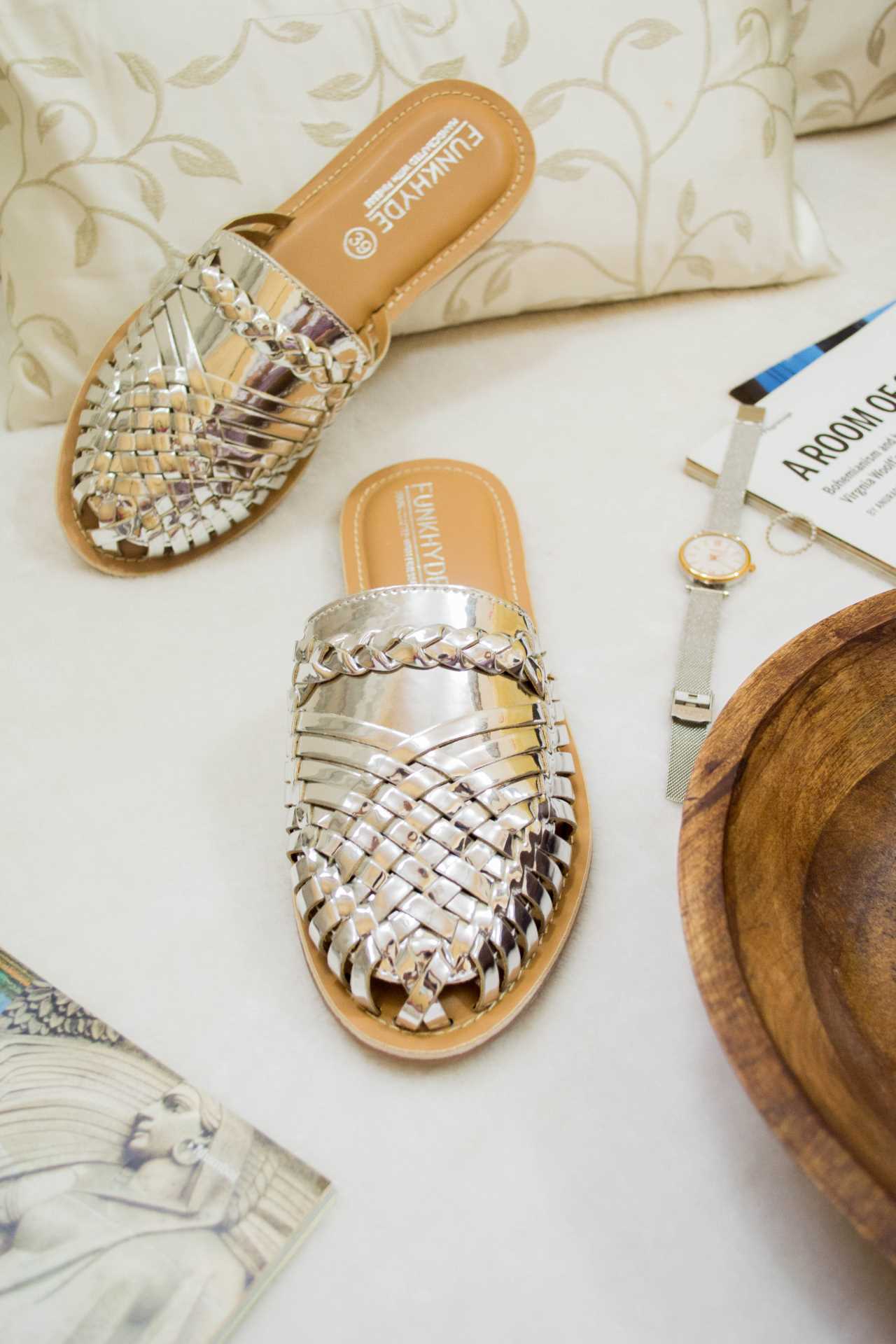 Amurra Silver Huarache Mules - Funkhyde India