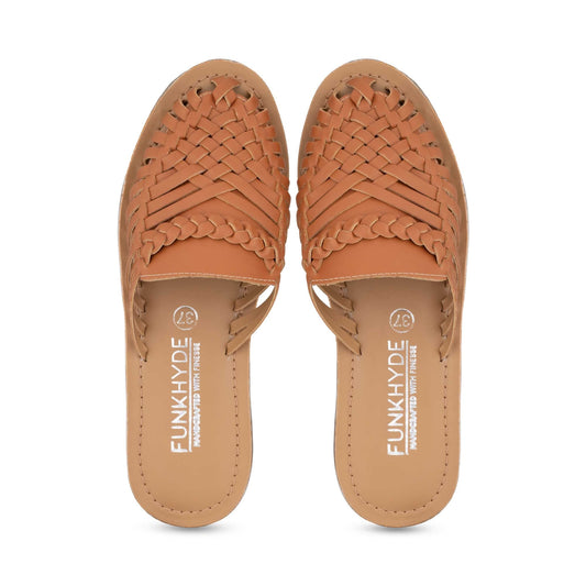 Amurra Tan Huarache Mules - Funkhyde India