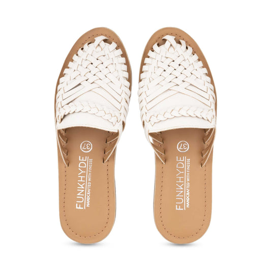 Amurra White Huarache Mules - Funkhyde India